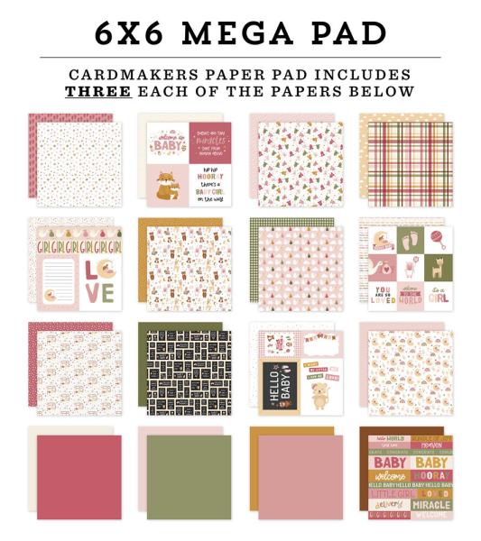 Echo Park - Designpapier "Special Delivery Baby Girl" Cardmakers Mega Pad 6x6 Inch -  Bogen