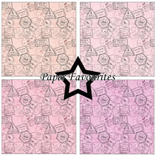 Paper Favourites - Designpapier "Postage Stamp 1" Paper Pack 12x12 Inch 8 Bogen