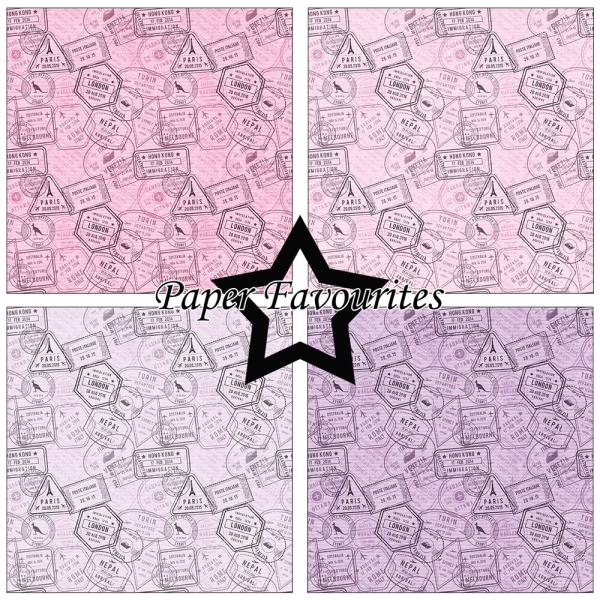 Paper Favourites - Designpapier "Postage Stamp 1" Paper Pack 12x12 Inch 8 Bogen