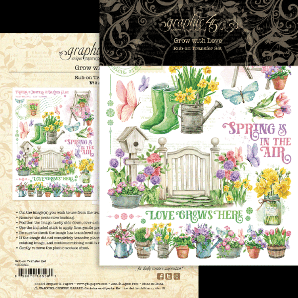 Graphic 45 - Transfer Aufkleber "Grow with Love" Rub-On