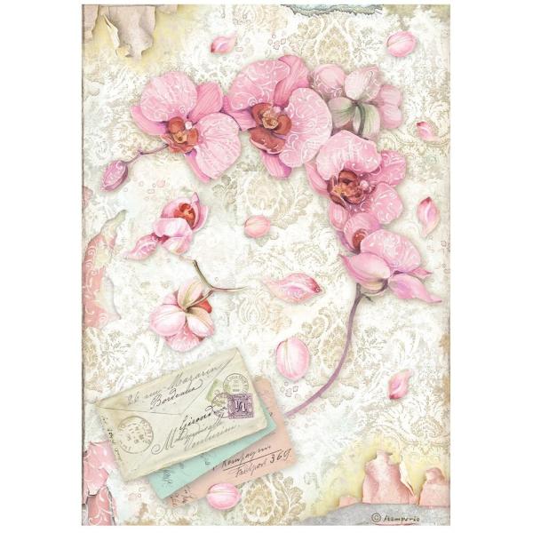 Stamperia - Decopatch Papier "Pink Orchid" Decoupage A4 - 6 Bogen  