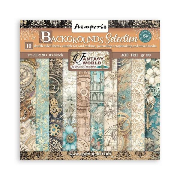 Stamperia - Designpapier "Sir Vagabond in Fantasy World Backgrounds" Paper Pack 8x8 Inch - 10 Bogen