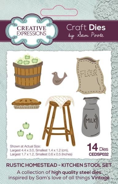 Creative Expressions - Stanzschablone "Rustic Homestead Kitchen Stool" Craft Dies Design by Sam Poole