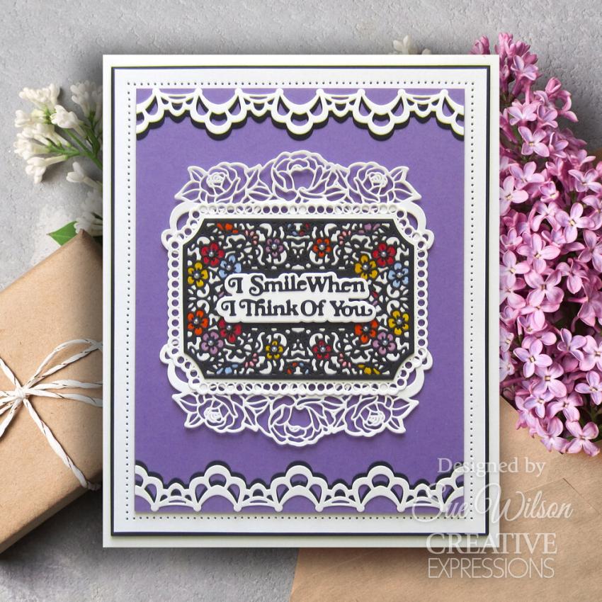 Creative Expressions - Stanzschablone "I Smile When I Think Of You" Shadowed Sentiments Dies Mini Design by Sue Wilson