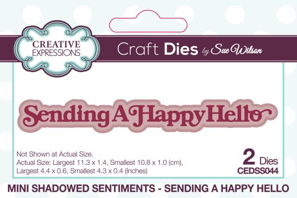 Creative Expressions - Stanzschablone "Sending A Happy Hello" Shadowed Sentiments Dies Mini Design by Sue Wilson