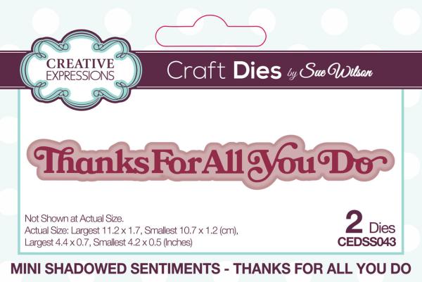 Creative Expressions - Stanzschablone "Thanks For All You Do" Shadowed Sentiments Dies Mini Design by Sue Wilson