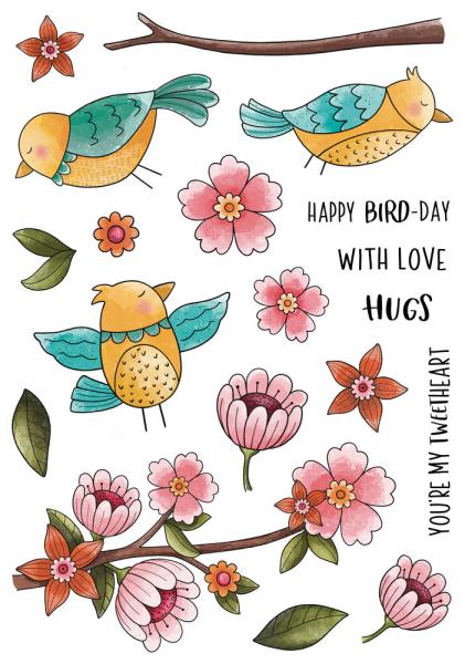 Creative Expressions - Stempelset "Birdsong Blooms" Clear Stamps 6x8 Inch Design by Jane's Doodles