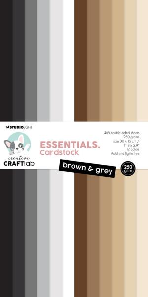 Creative Craft Lab - Studio Light - Cardstock "Brown & Grey" Paper Pack 30x15cm - 24 Bogen