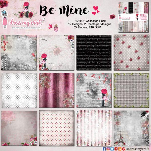 Dress My Craft - Designpapier "Be Mine" Paper Pack 6x6 Inch - 24 Bogen