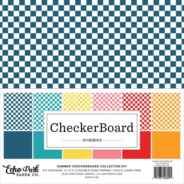 Echo Park - Designpapier "Summer Checkerboard" Collection Kit 12x12 Inch - 12 Bogen