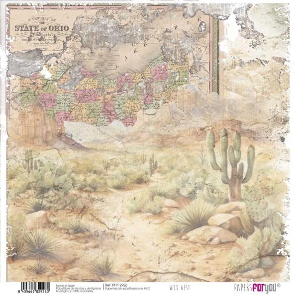 Papers For You - Leinwandpapier "Wild West" Paper Pack Canvas 30,5x31 cm - 8 Bogen 