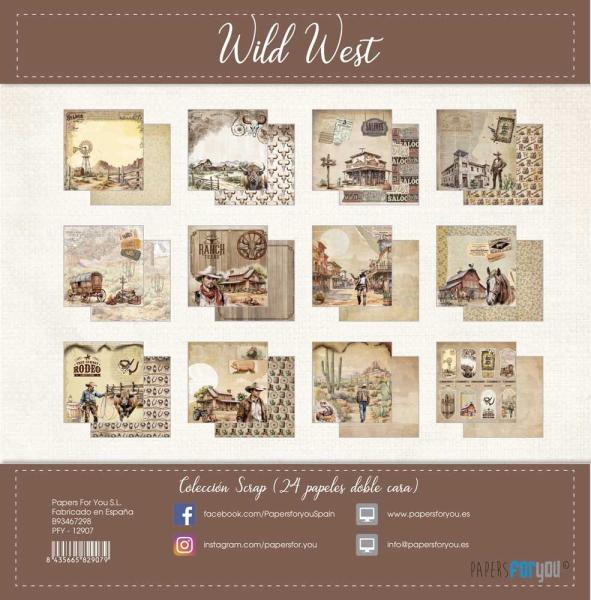 Papers For You - Designpapier "Wild West" Scrap Paper Pack 6x6 Inch - 24 Bogen  