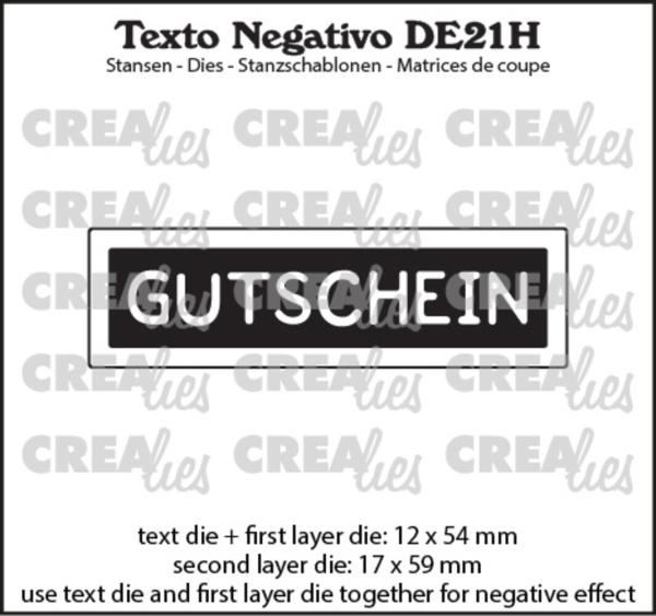 Crealies - Stanzschablone "No. 21H Gutschein" Texto Negativo Dies