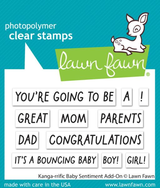 Lawn Fawn - Stempelset "Kanga-rrific Baby Sentiment" Clear Stamp Add-On