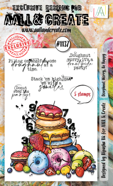 AALL and Create - Stempelset A6 "Doughnut Worry, Be Happy" Clear Stamps