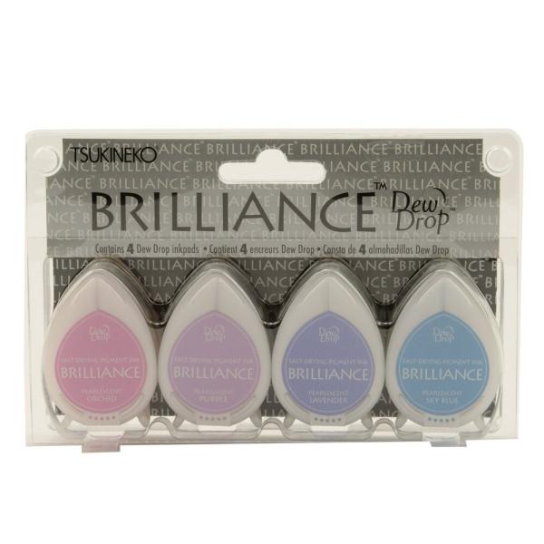 Tsukineko - Brilliance Drew Drops Ink Pad "Jewel Tone" Pigment Stempelkissen 4 Stück