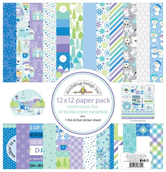 Doodlebug Design - Designpapier  "Snow Much Fun " Paper Pack 12x12 Inch - 12 Bogen