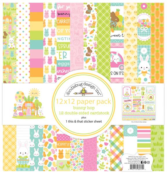 Doodlebug Design - Designpapier  "Bunny Hop " Paper Pack 12x12 Inch - 12 Bogen