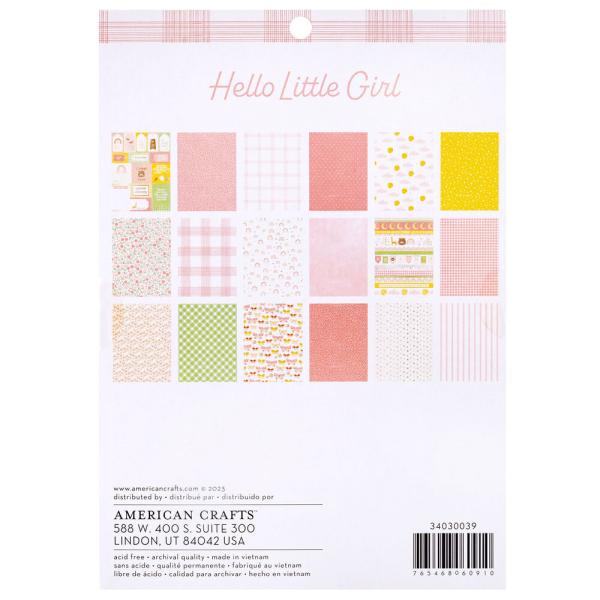 American Crafts - Designpapier "Hello Little Girl" Paper Pack 6x8 Inch - 36 Bogen