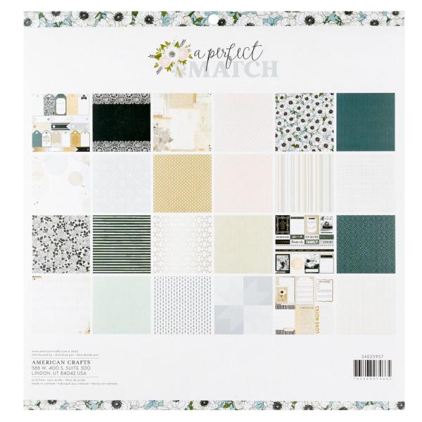 American Crafts - Designpapier "A Perfect Match" Paper Pack 12x12 Inch - 24 Bogen