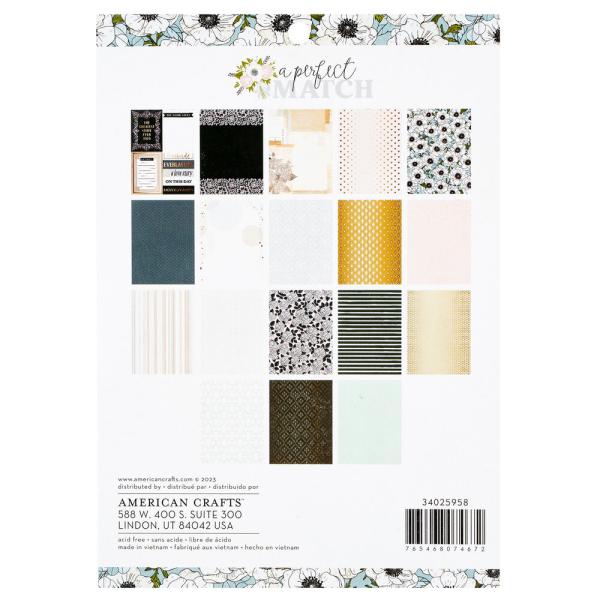 American Crafts - Designpapier "A Perfect Match" Paper Pack 6x8 Inch - 36 Bogen