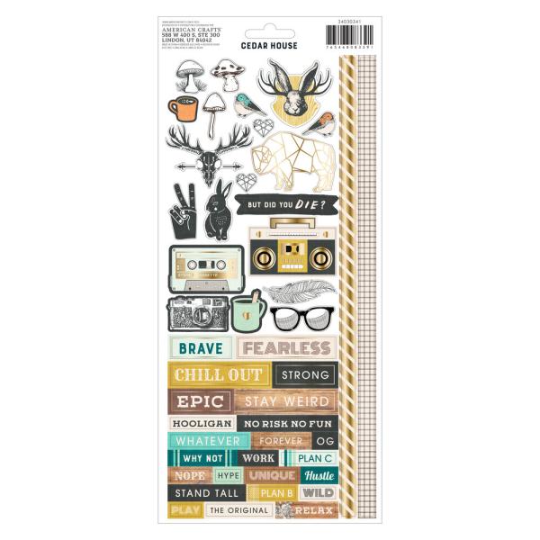 American Crafts - Aufkleber "Cedar House" Icons Gold Foil Sticker