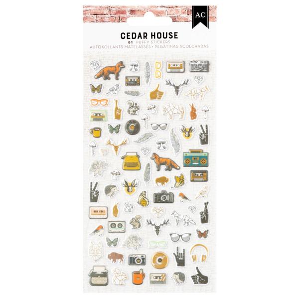 American Crafts - Aufkleber "Cedar House" Puffy Icons Gold Foil Sticker