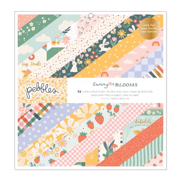 American Crafts - Designpapier "Pebbles Sunny Bloom" Paper Pack 12x12 Inch - 24 Bogen