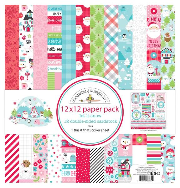 Doodlebug Design - Designpapier  "Let It Snow " Paper Pack 12x12 Inch - 12 Bogen