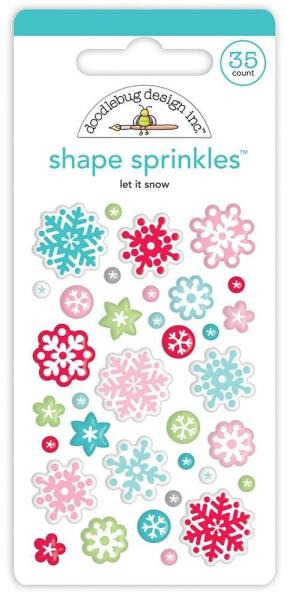 Doodlebug Design - Epoxy Sticker "Let It Snow" Shape Sprinkles