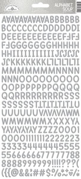 Doodlebug Design - Aufkleber "Silver Alphabet Soup" Puffy Sticker