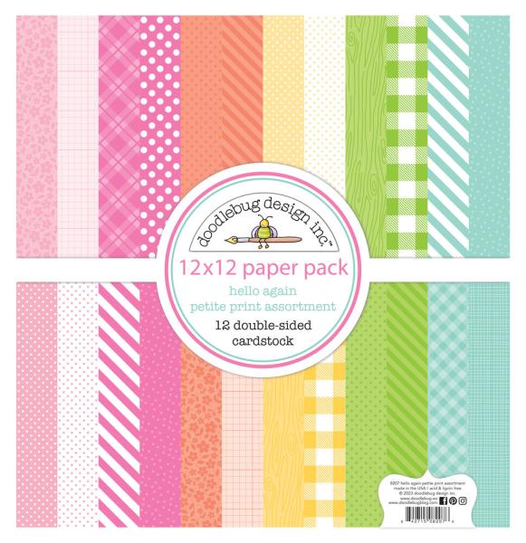 Doodlebug Design - Designpapier  "Hello Again " Paper Pack 12x12 Inch - 12 Bogen