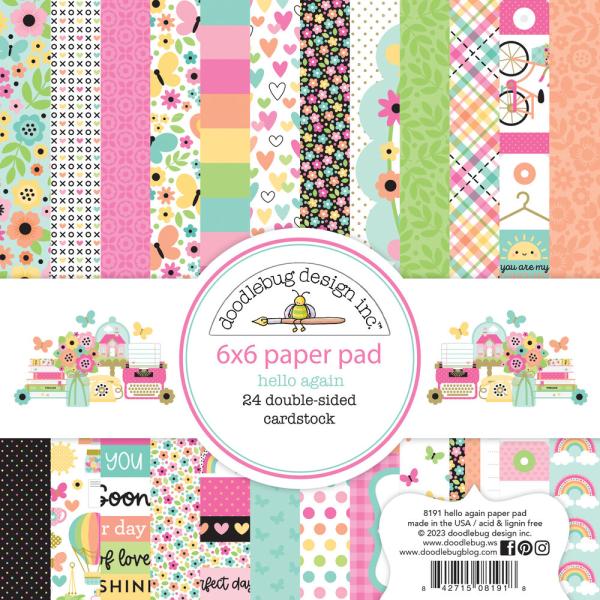 Doodlebug Design - Designpapier "Hello Again" Paper Pack 6x6 Inch - 24 Bogen