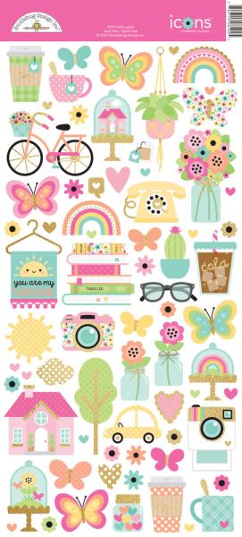 Doodlebug Design - Aufkleber "Hello Again" Icons Sticker