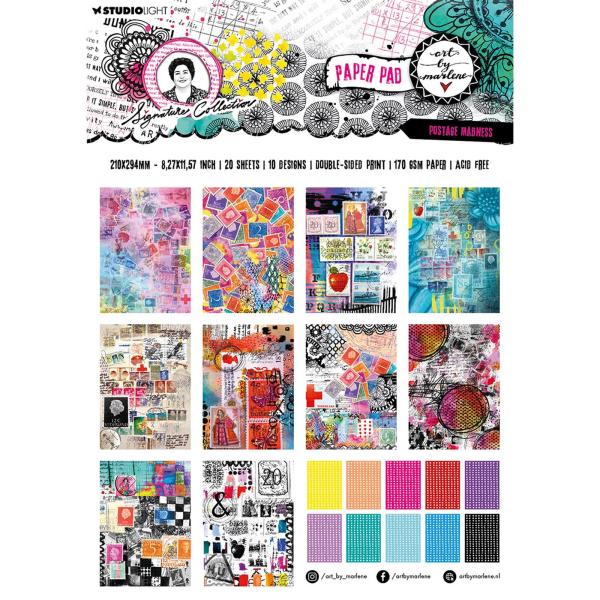 Studio Light - Designpapier "Postage Madness" Paper Pack 29,4x21cm Design by Art by Marlene - 20 Bogen