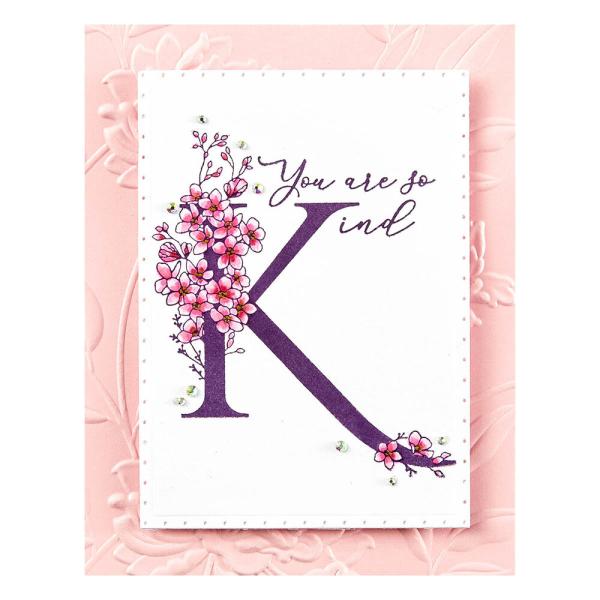 Spellbinders - Buchdrucktechnik "Every Occasion Floral K and Sentiment" Press Plate