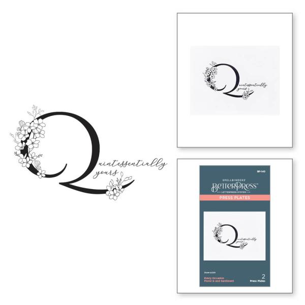 Spellbinders - Buchdrucktechnik "Every Occasion Floral Q and Sentiment" Press Plate