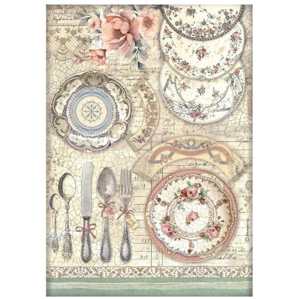 Stamperia - Decopatch Papier "Ceramic Plates" Decoupage A4 - 6 Bogen  