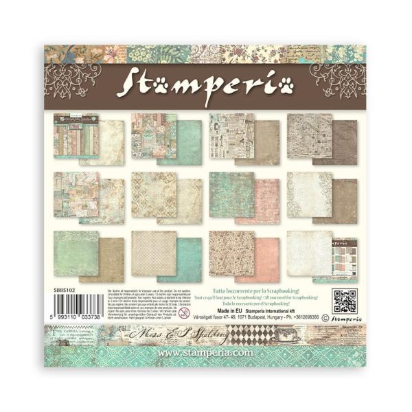 Stamperia - Designpapier "Brocante Antiques Backgrounds" Paper Pack 8x8 Inch - 10 Bogen