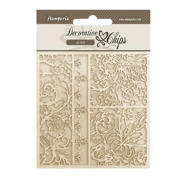 Stamperia - Holzteile 14x14 cm "Patterns" Decorative Chips