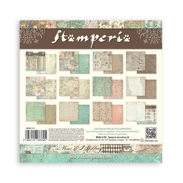 Stamperia - Designpapier "Brocante Antiques Maxi Background" Paper Pack 12x12 Inch - 10 Bogen