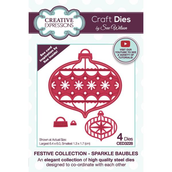 Creative Expressions - Stanzschablone "Frstive Collection Sparkle baubles" Craft Dies Design by Sue Wilson