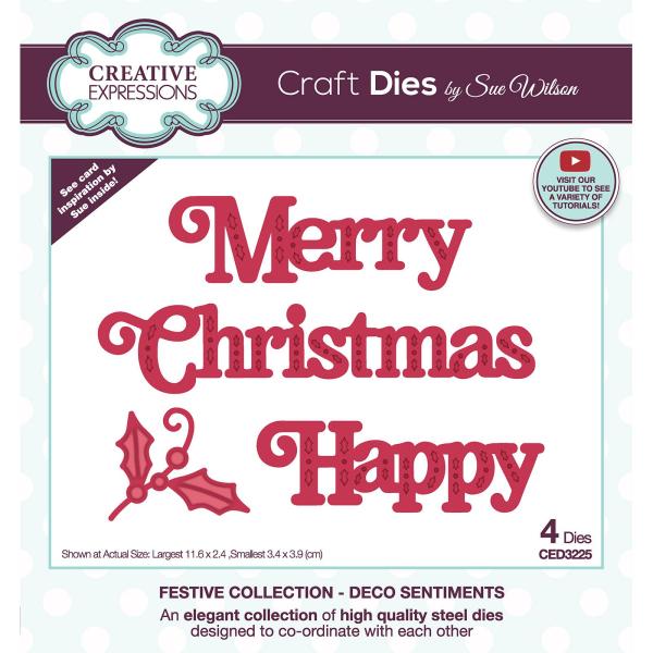 Creative Expressions - Stanzschablone "Festive Collection Deco sentiments" Craft Dies Design by Sue Wilson