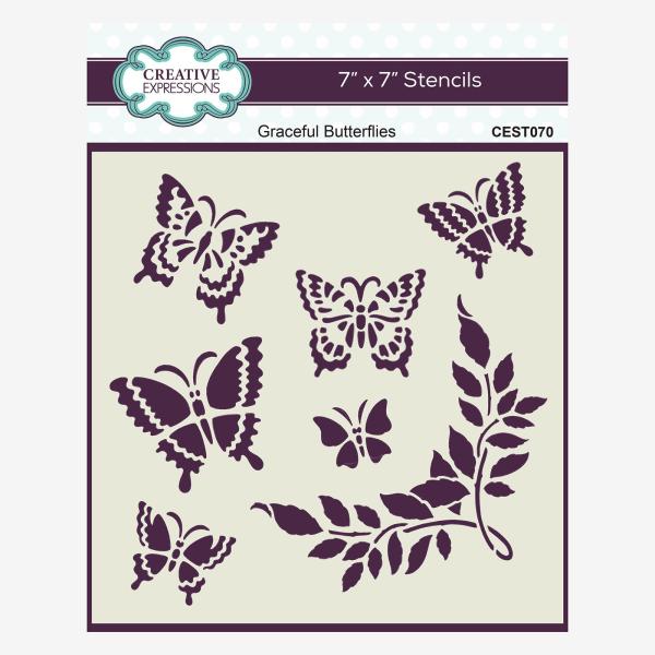 Creative Expressions - Schablone "Graceful Butterflies" Stencil 7x7 Inch