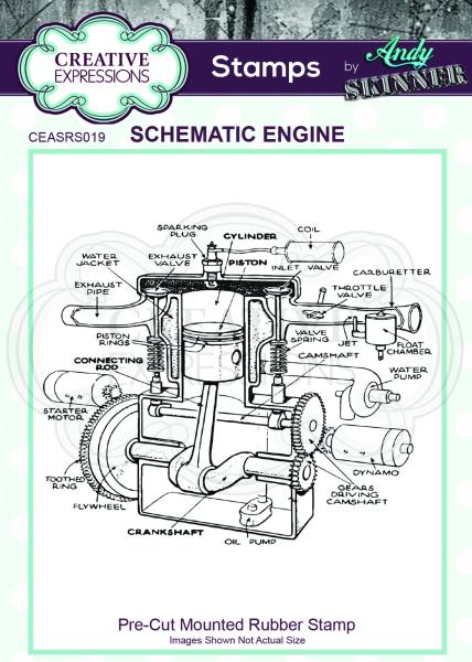 Creative Expressions - Gummistempel "Schematic Engine" Rubber Stamp