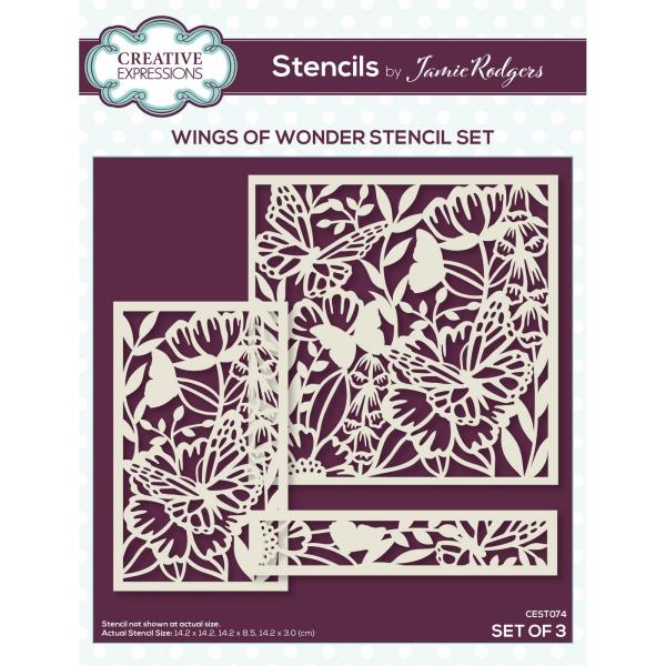 Creative Expressions - Schablone 14,2x8,5cm "Wings of Wonder" Stencil Design by Jamie Rodgers