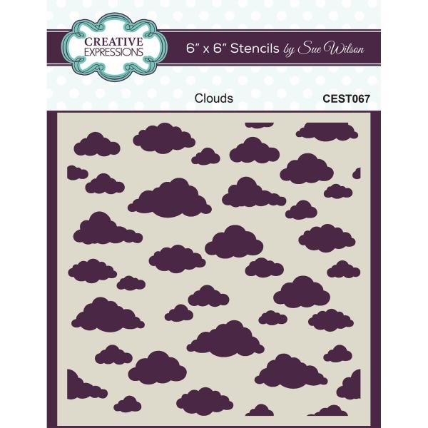 Creative Expressions - Schablone 6x6 Inch "Clouds" Stencil Design by Sue Wilson