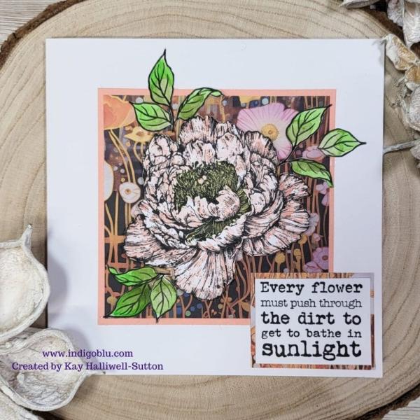 IndigoBlu - Gummistempel Set "Large Peony" A6 Rubber Stamp