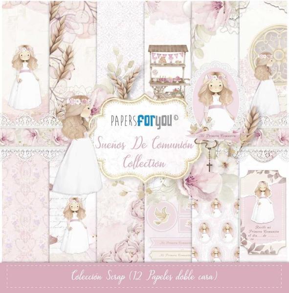 Papers For You - Designpapier "Sueños De Comunión Niña Rubia" Scrap Paper Pack 30,5 x 32 cm - 12 Bogen