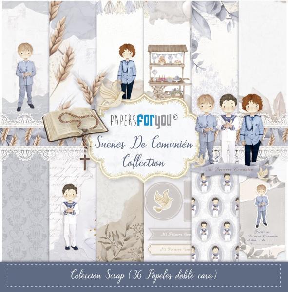 Papers For You - Designpapier "Sueños De Comunión Niños" Scrap Paper Pack 8x8 Inch - 36 Bogen